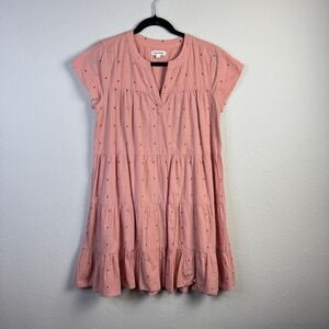 Roller Rabbit Dress Womens Small Embroidered Tiered Short Sleeve Pockets Boho